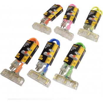 SHOPRO 2 ft. 14/3 3-Outlet Adapter Cord